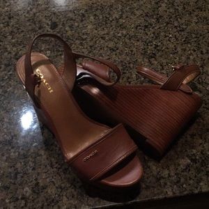 Coach tan wedges